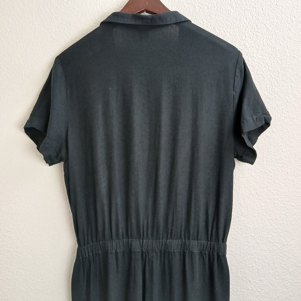 Old Navy Waist Defined Utility Jumpsuit L Tall black linen-blend pockets SSlv - Picture 5 of 16